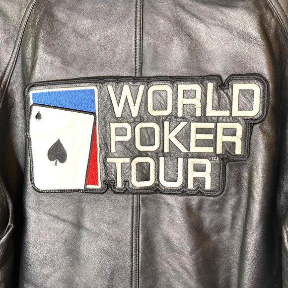 World Poker Tour Black Leather Jacket - Size L - Picture 3 of 9
